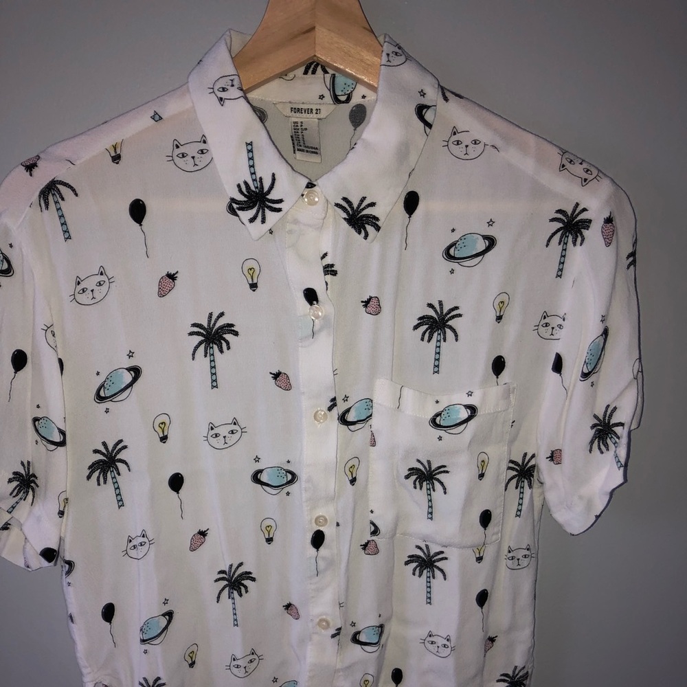 button down crop top